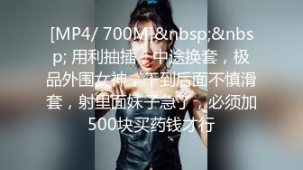 [MP4/ 700M]&nbsp;&nbsp; 用利抽插，中途换套，极品外围女神，干到后面不慎滑套，射里面妹子急了，必须加500块买药钱才行